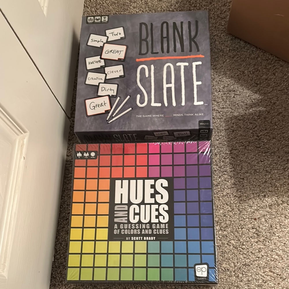 Blank Slate and Hues and Cues Board Games
